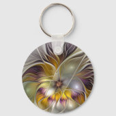 抽象芸術カラフルファンタジーフラワーモダンフラクタル キーホルダー (正面)