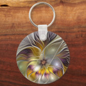 抽象芸術カラフルファンタジーフラワーモダンフラクタル キーホルダー (裏面)