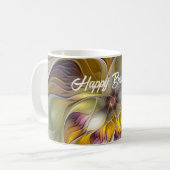 抽象芸術カラフルファンタジーフラワーモダンフラクタル コーヒーマグカップ (正面左)