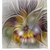 抽象芸術カラフルファンタジーフラワーモダンフラクタル シャワーカーテン (正面)