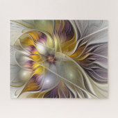 抽象芸術カラフルファンタジーフラワーモダンフラクタル ジグソーパズル (横)