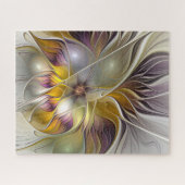 抽象芸術カラフルファンタジーフラワーモダンフラクタル ジグソーパズル (横)