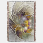 抽象芸術カラフルファンタジーフラワーモダンフラクタル スローブランケット (正面縦)