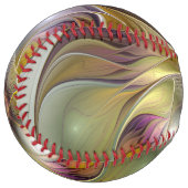 抽象芸術カラフルファンタジーフラワーモダンフラクタル ソフトボール (正面左)