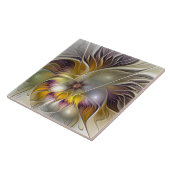 抽象芸術カラフルファンタジーフラワーモダンフラクタル タイル (側面)