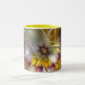 抽象芸術カラフルファンタジーフラワーモダンフラクタル ツートーンマグカップ (中央)