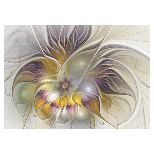 抽象芸術カラフルファンタジーフラワーモダンフラクタル テーブルクロス (正面(横))