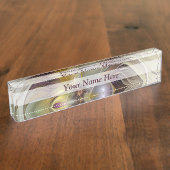 抽象芸術カラフルファンタジーフラワーモダンフラクタル デスクネームプレート (側面)