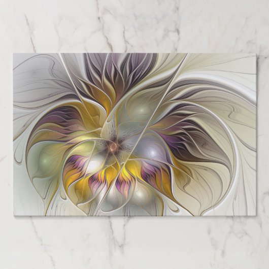 抽象芸術カラフルファンタジーフラワーモダンフラクタル ペーパーパッド (正面)