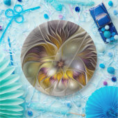 抽象芸術カラフルファンタジーフラワーモダンフラクタル ペーパープレート (パーティー)