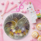 抽象芸術カラフルファンタジーフラワーモダンフラクタル ペーパープレート (パーティー)