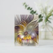 抽象芸術カラフルファンタジーフラワーモダンフラクタル ポストカード (スタンド正面)