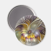 抽象芸術カラフルファンタジーフラワーモダンフラクタル マグネット (正面/裏面)