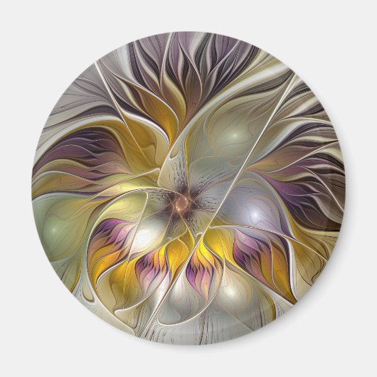 抽象芸術カラフルファンタジーフラワーモダンフラクタル マグネット (正面)