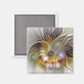 抽象芸術カラフルファンタジーフラワーモダンフラクタル マグネット (正面/裏面)