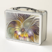 抽象芸術カラフルファンタジーフラワーモダンフラクタル メタルランチボックス (裏面)