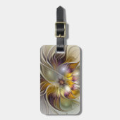 抽象芸術カラフルファンタジーフラワーモダンフラクタル ラゲッジタグ (正面縦)