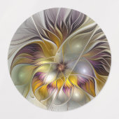 抽象芸術カラフルファンタジーフラワーモダンフラクタル ラベル (デザイン1)