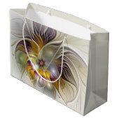 抽象芸術カラフルファンタジーフラワーモダンフラクタル ラージペーパーバッグ (裏面アングル)