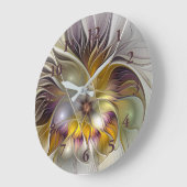 抽象芸術カラフルファンタジーフラワーモダンフラクタル ラージ壁時計 (傾斜)