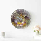 抽象芸術カラフルファンタジーフラワーモダンフラクタル ラージ壁時計 (ホーム)