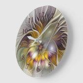 抽象芸術カラフルファンタジーフラワーモダンフラクタル ラージ壁時計 (傾斜)