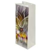 抽象芸術カラフルファンタジーフラワーモダンフラクタル ワインギフトバッグ (裏面アングル)