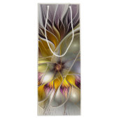 抽象芸術カラフルファンタジーフラワーモダンフラクタル ワインギフトバッグ (裏面)