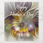 抽象芸術カラフルファンタジーフラワーモダンフラクタル ワインラベル (シングルラベル)