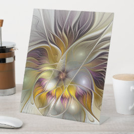 抽象芸術カラフルファンタジーフラワーモダンフラクタル 台座サイン