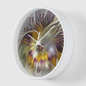 抽象芸術カラフルファンタジーフラワーモダンフラクタル 壁時計 (傾斜)