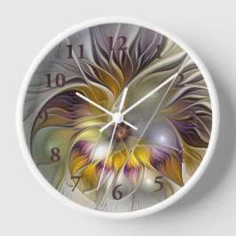 抽象芸術カラフルファンタジーフラワーモダンフラクタル 壁時計