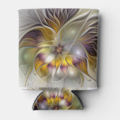 抽象芸術カラフルファンタジーフラワーモダンフラクタル 缶クーラー (正面)