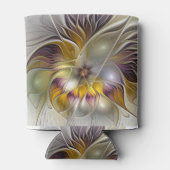 抽象芸術カラフルファンタジーフラワーモダンフラクタル 缶クーラー (裏面)