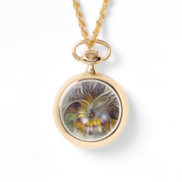 抽象芸術カラフルファンタジーフラワーモダンフラクタル 腕時計