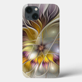 抽象芸術カラフルファンタジーフラワーモダンフラクタル iPhone 13ケース