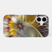 抽象芸術カラフルファンタジーフラワーモダンフラクタル iPhone 16ケース (裏面横)