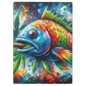 抽象芸術カラフルフィッシュウォールデコーアアート クリップボード (裏面)