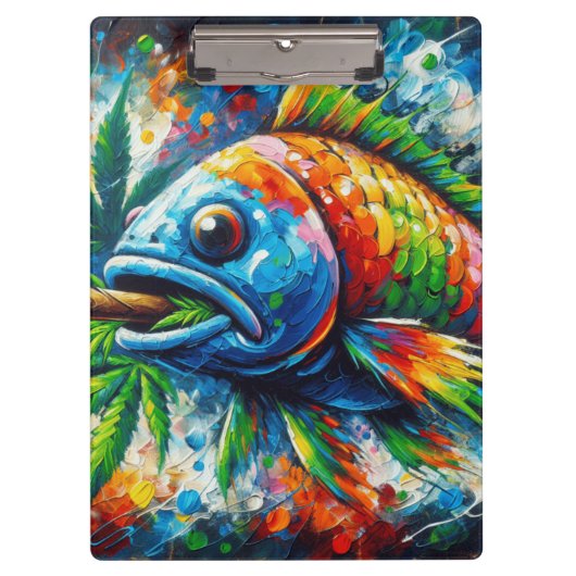 抽象芸術カラフルフィッシュウォールデコーアアート クリップボード (正面)