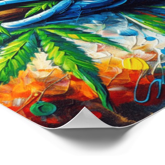 抽象芸術カラフルフィッシュウォールデコーアアート ポスター (角)