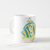 抽象芸術カラフルフィッシュコーヒーマグ コーヒーマグカップ (正面左)