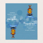 抽象芸術カラフルフクロウ大青の目の丸 名刺 (外部フラット)