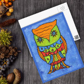 抽象芸術カラフルフクロウ葉書 ポストカード
