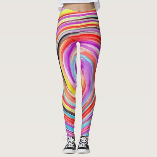 抽象芸術カラフルフラクタルパターン#4 レギンス (正面)