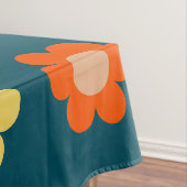抽象芸術カラフルフラワーネイビーブルーレトロフローラ テーブルクロス (インサイチュ)