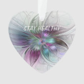 抽象芸術カラフルフラワーフローラフラクタルアート文字 オーナメント (裏面)