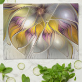 抽象芸術カラフルフラワーモダンフラクタルアート名 キッチンタオル (折り畳み)