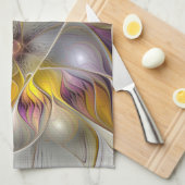 抽象芸術カラフルフラワーモダンフラクタルアート名 キッチンタオル (四つ折り)