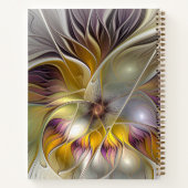 抽象芸術カラフルフラワーモダンフラクタルアート名 ノートブック (裏面)