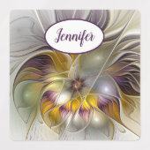 抽象芸術カラフルフラワーモダンフラクタル名 ラベル (デザイン2)